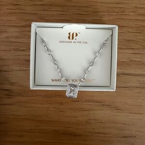 Sterling Silver Clear CZ Pendant Necklace by - Elegant Clear Crystal